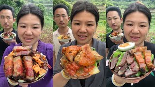 Tasty Pork Belly, Pork Elbow, Meat, Egg And Leafy Greens Mukbang Effect