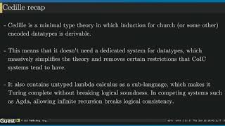Information Andre Knispel's talk on Cedille inspired proof assistant Update