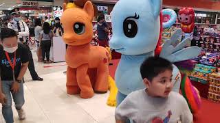 Double Tail Loss For Rainbow Dash And Applejack As They Dance Baby Shark. Pony Mascot