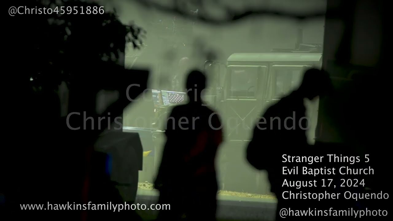 David Harbour, Natalia Dyer and Joe Keery spotted on the Baptist Church Set of Stranger Things 5