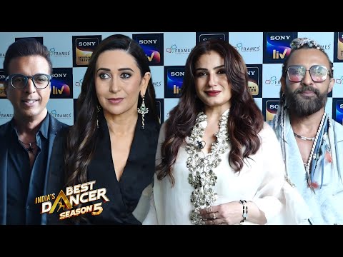 Raveena Tandon,Karisma Kapoor,Jaaved Jaaferi,Terence Lewis At India's Best Dancer Season 5 Sets