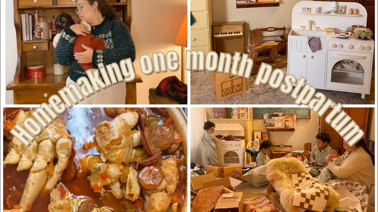 Ведение домашнего хозяйства с ограниченным бюджетом зимой, через месяц после родов, с четырьмя де...