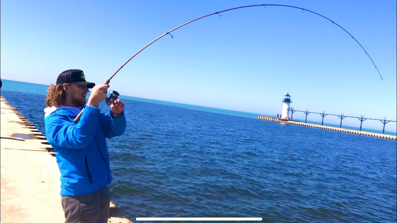 Pier Fishing Lake Michigan SALMON! + Unexpected MASSIVE CATCH
