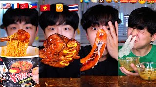 ASMR MUKBANG FIRE NOODLES KING CRAB SAUSAGE CHICKEN (NO BGM)