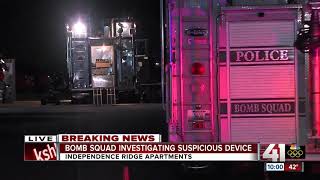 Bomb squads investigate suspicious device at apt complex