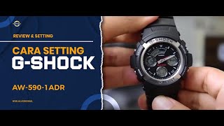 CARA SETTING JAM TANGAN CASIO G-SHOCK AW 590 1ADR / AW-590-1ADR #jamtangan #jamtanganoriginal