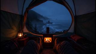 ASMR Stormy Lake Camping 🌧️ Heavy Rain, Strong Wind &amp; Waves for Deep Sleep
