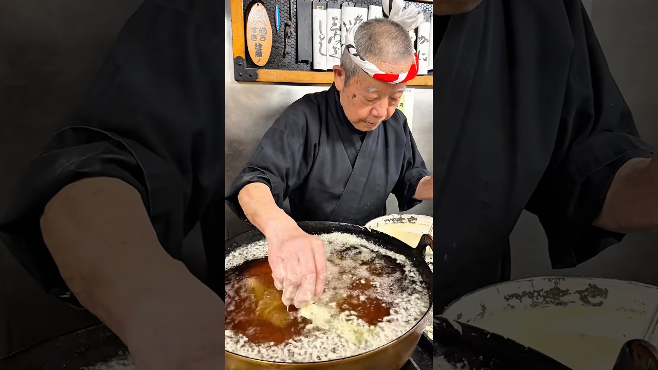 150℃の油を指で温度を測る鉄人大将の揚げたて天丼🍤【静岡 有楽 天錦】