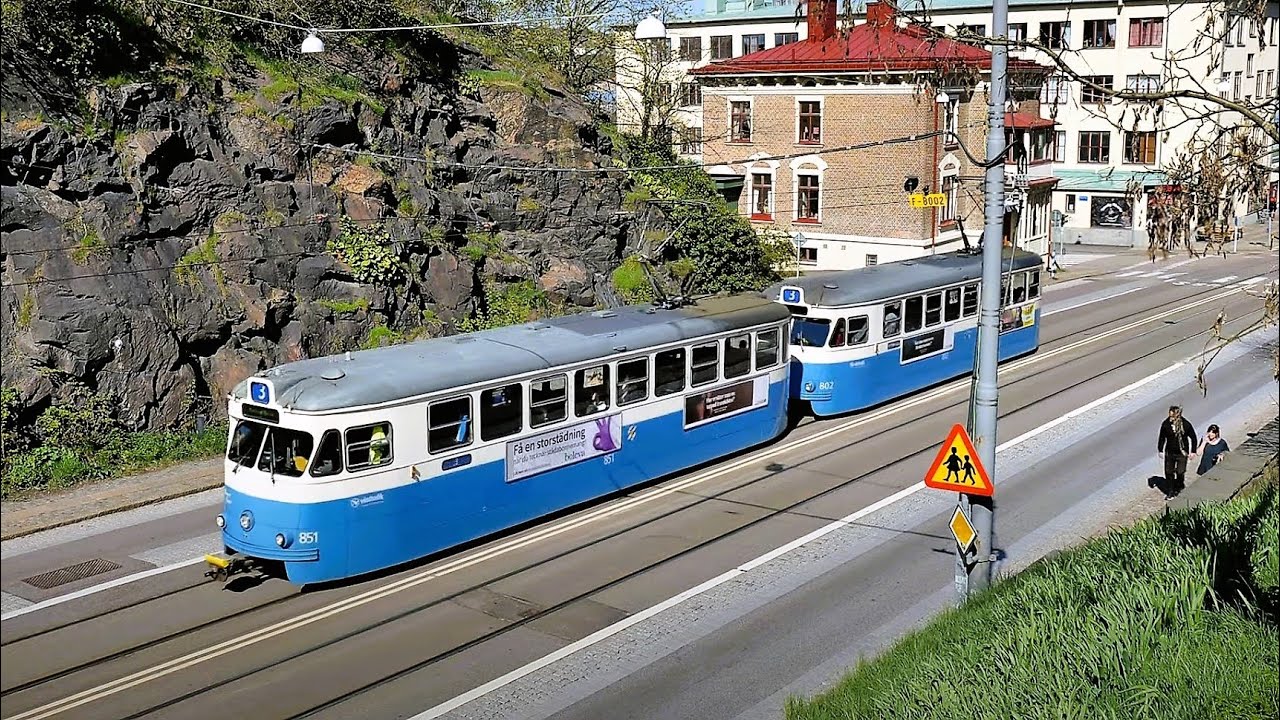 Spårvagnar i Göteborg från Majorna Vagnhall till Järntorget - 4k60