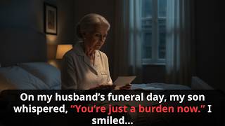 On my husband’s funeral day, my son whispered, “You’re just a burden now.” I smiled…