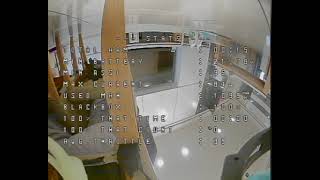 Drone test flight FPV goggles perspective analog audio overload disaster indoor crashes through smal