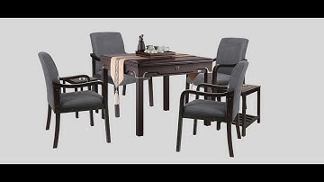 USA MJ Table 宣和清韵 Thin Black Walnut 4-Legged Automatic Mahjong Table 餐桌两用型自动麻将桌