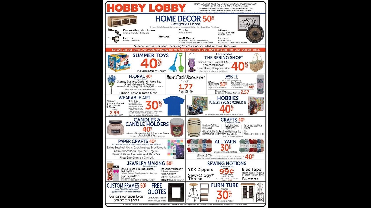 Hobby Lobby Weekly Ad April 14 April 20, 2024 YouTube