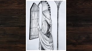 Drawing of alone girl | lonely girl drawing | Drawing alone #girldrawing @zumlasartistry