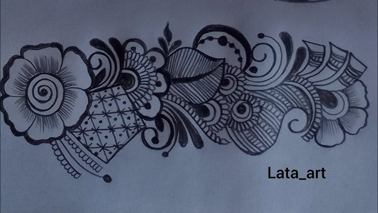 New pencil shading mehndi design / Mehndi design Arabic design by pencil / pencil mehndi design 