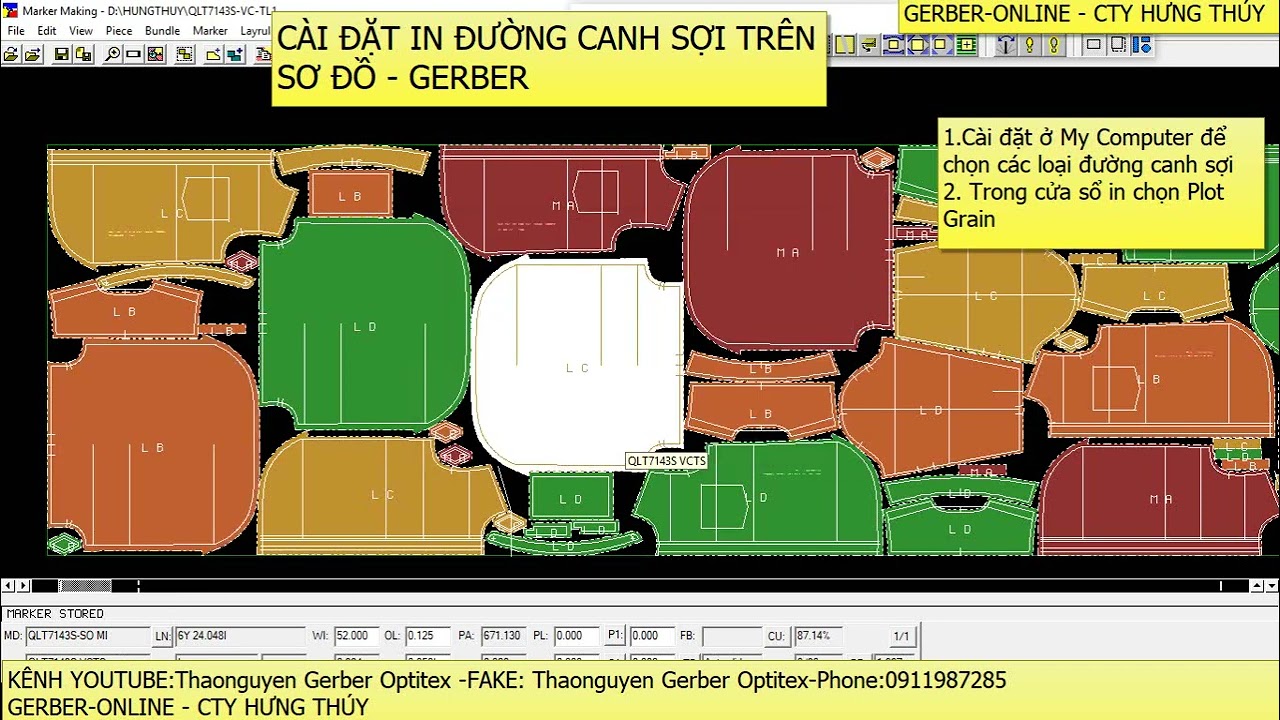 In sơ đồ có đường canh sợi - Sơ đồ Gerber - YouTube
