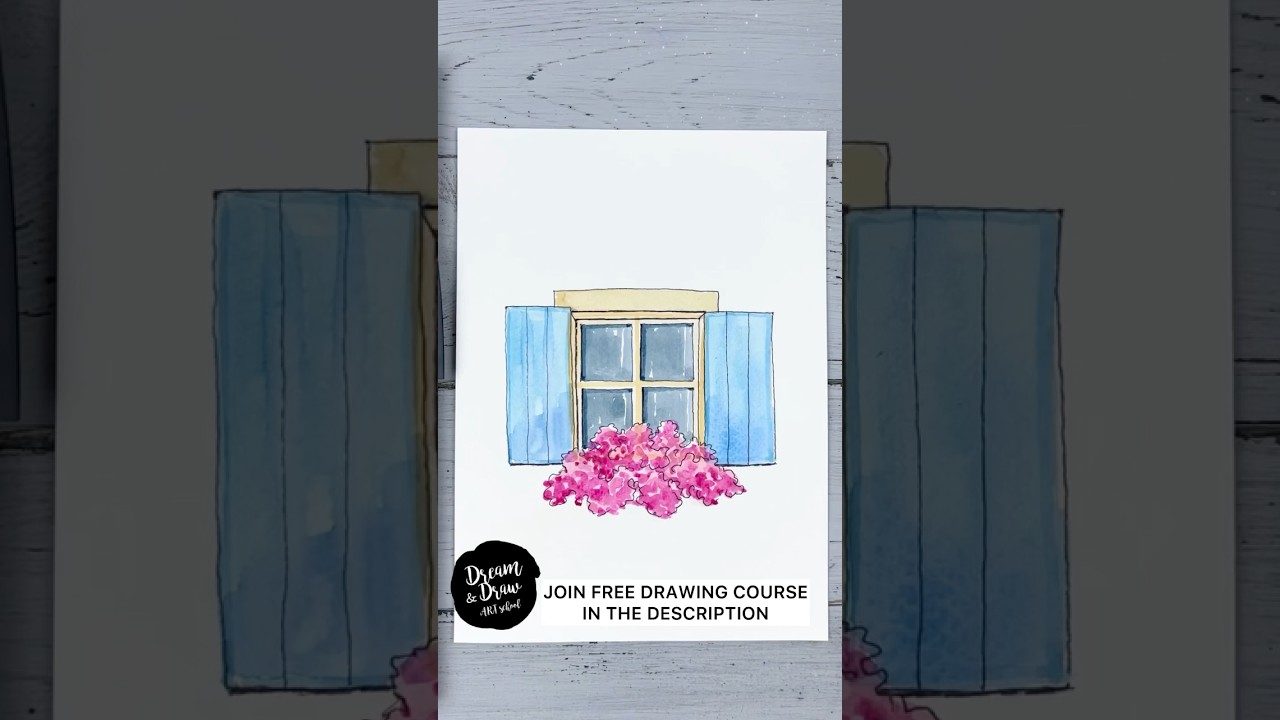How to Draw a Window with Flowers 🏡💗 Tutorial for Watercolor Sketching Beginners