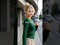 Elegant Everyday Outfit | Green Knit &amp; Beige Slacks Lookbook