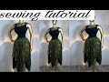How to Cut &amp; Sew a Handkerchief Hem Skirt with Elastic Waistband | Easy Flowy Skirt Tutorial