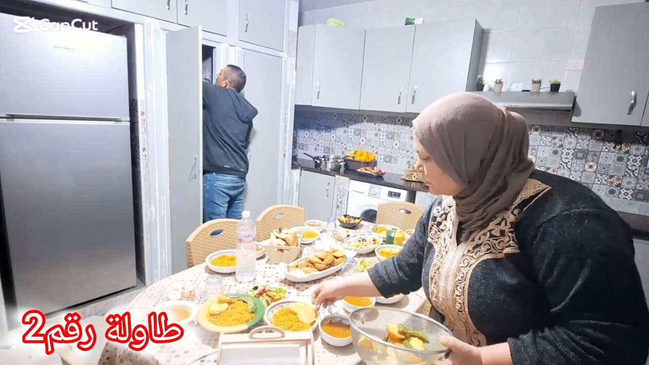 أجواء رمضانية مع زوجي 🌟🌜 عاوني في حوسة الطاولة❣️ أول مرة نجربها معاكم ⁉️ بريك دنوني بالتن