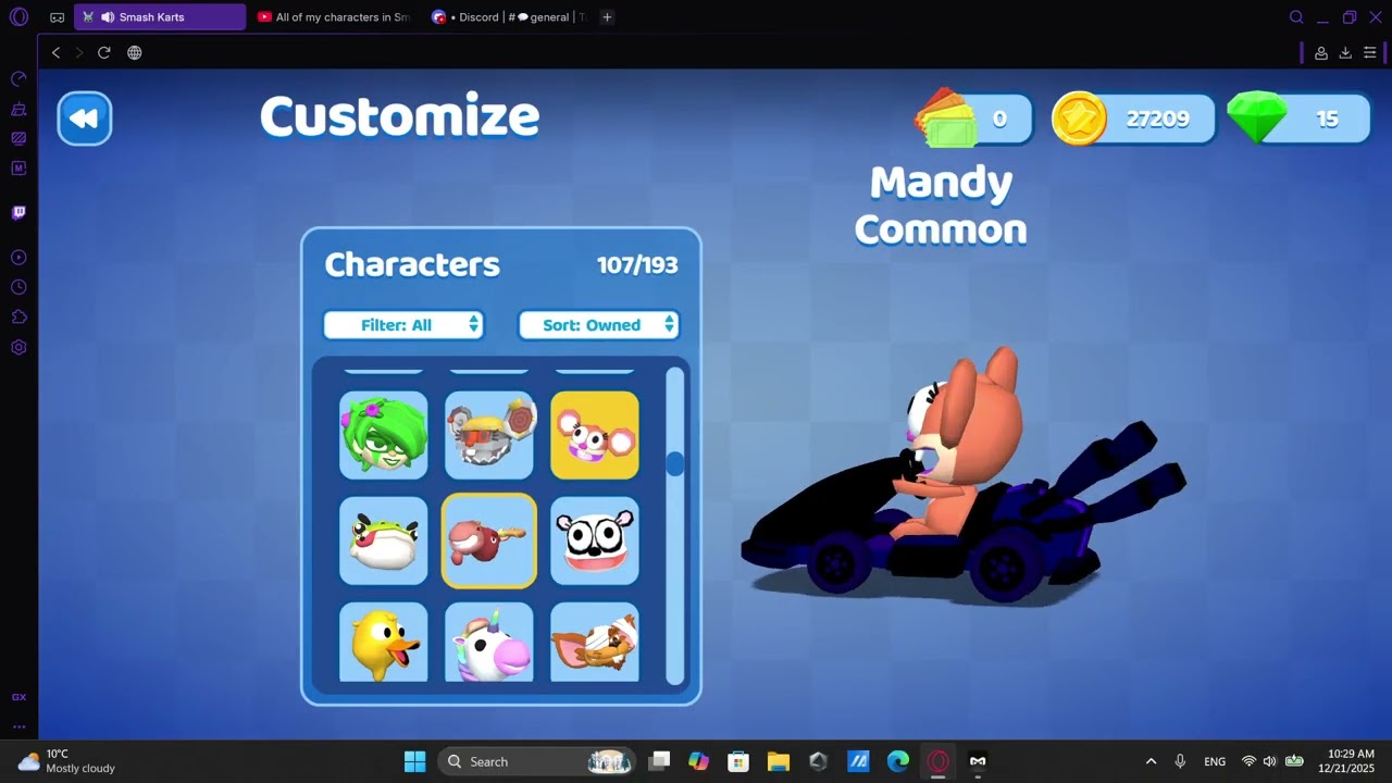 Every Character I Own In Smash Karts