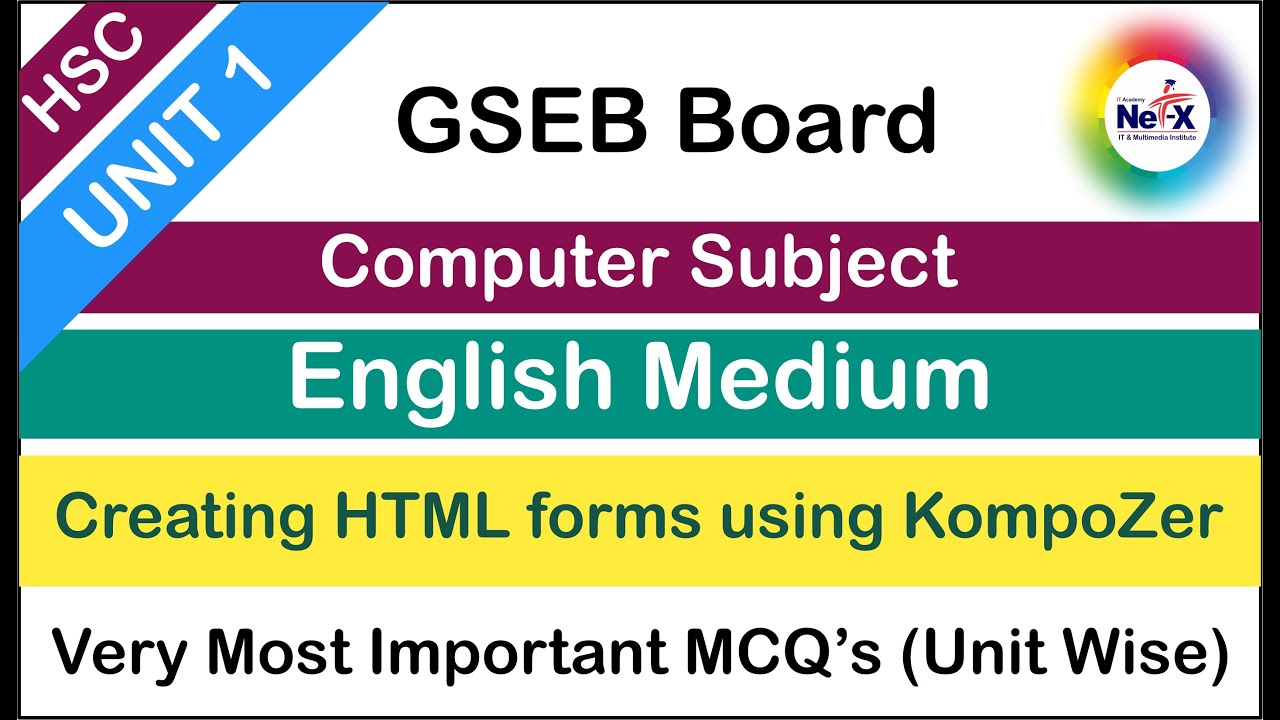 Unit 1 Creating HTML forms using KompoZer | Top IMP for STD 12 Computer ...
