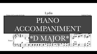 Lydia (G. Faure) D Major Piano Accompaniment - Karaoke