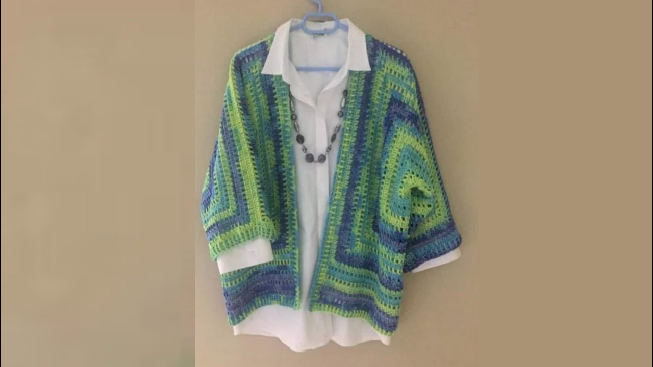جاكيت كروشيه اوفر سايز الجزء الاول | جاكيت كروشيه بقطعتين فقط سهل للمبتدئين|Crochet hanin