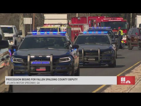 Procession for fallen Spalding County deputy - YouTube