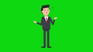 Confused businessman green screen animation thinking man cartoon overlay #greenscreen #animation