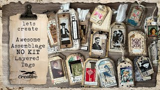 Awesome Assemblage Tags from Book Pages and Scraps NO KIT!