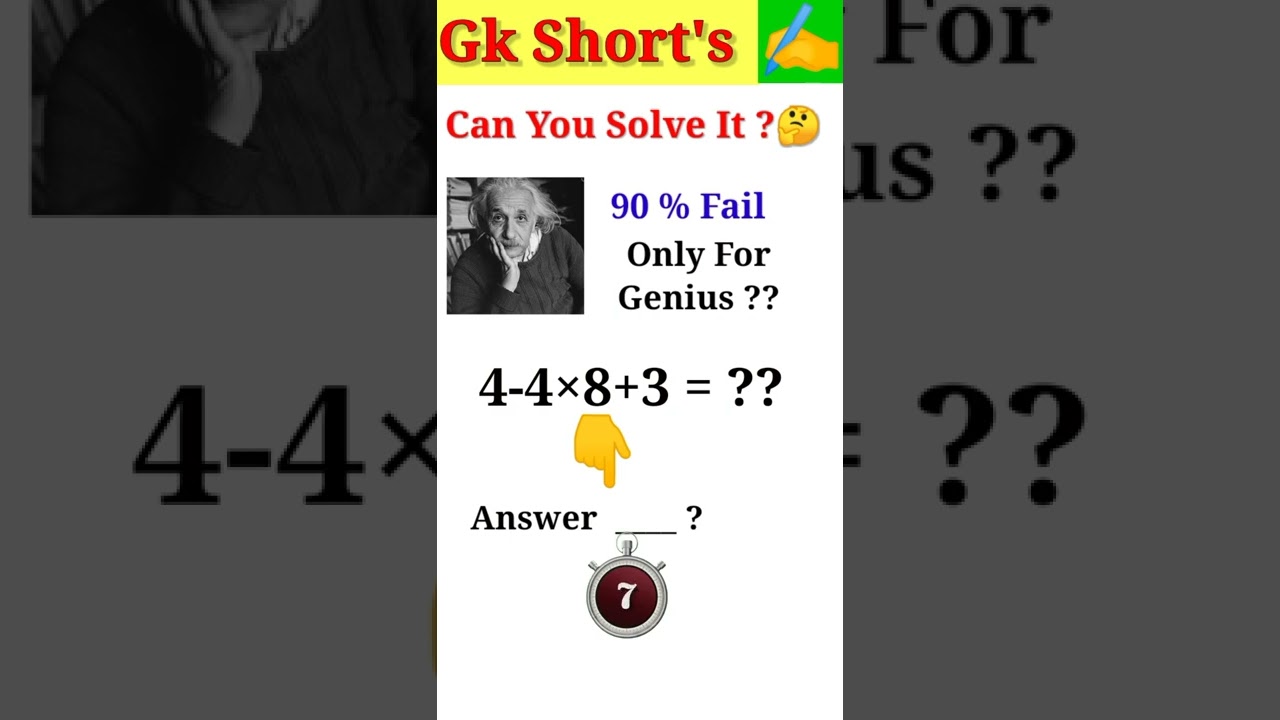 Genius IQ Test Math Puzzles / Gk Short's 