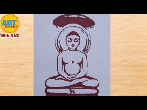 Lord Mahavir drawing | How to draw mahavirswami step by step | Happy ...