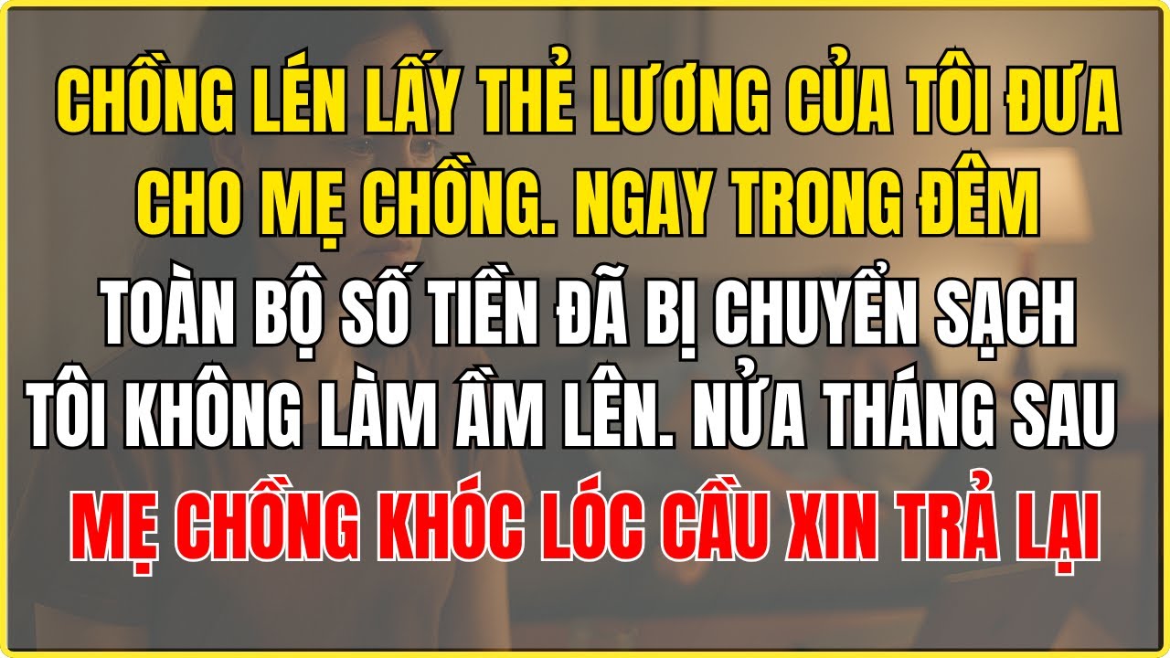 Chồng lén lấy thẻ lương của tôi đưa cho mẹ chồng  ngay trong đêm, toàn bộ số tiền đã bị chuyển sạch