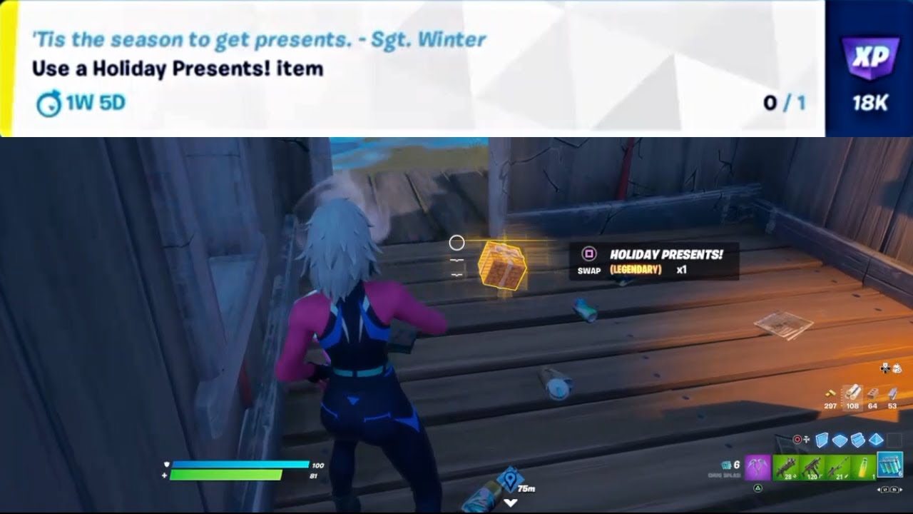 Fortnite - Use a holiday Presents item