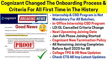 Cognizant FTE Joining Process Changed, Internship CSD Program JAN Phase Joining Started  Termination