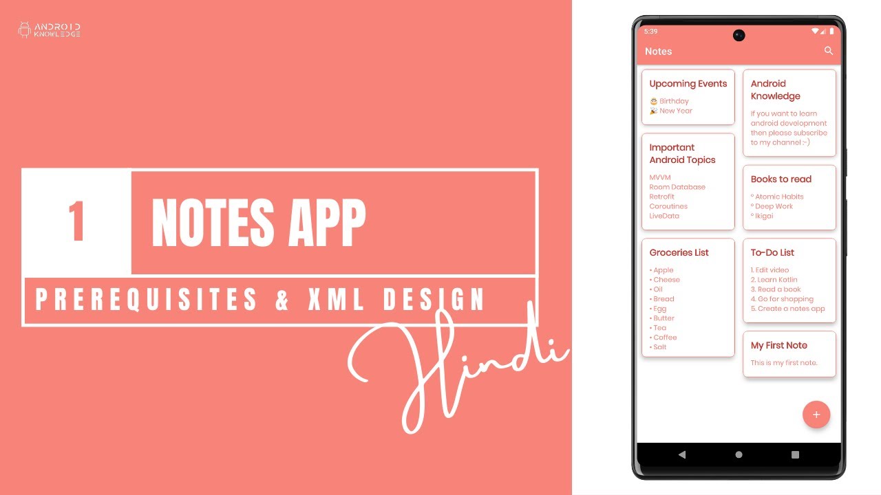 The Notes App in Android Studio | Part 1 | Hindi - YouTube
