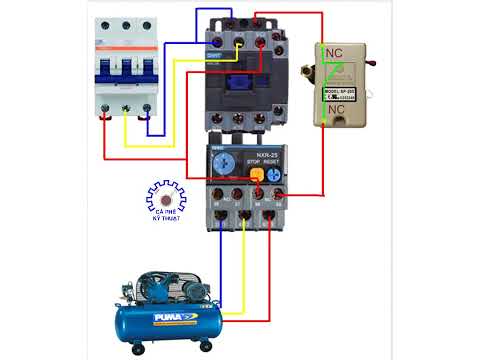 Video Đấu nối relay áp suất và khởi động từ máy nén khí 3... - youtube