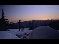 Solo Hike Camp with my Dog on a Snowy Mountain