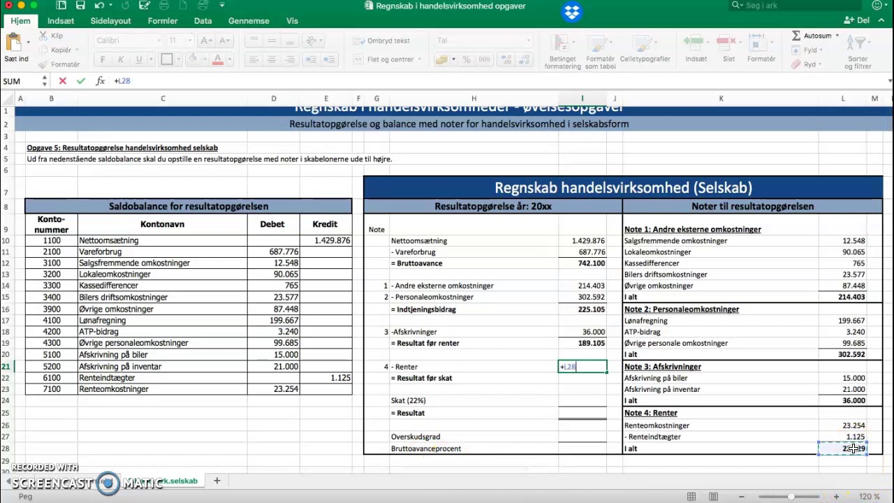 VØ C: Resultatopgørelse handelsvirksomhed selskab - YouTube
