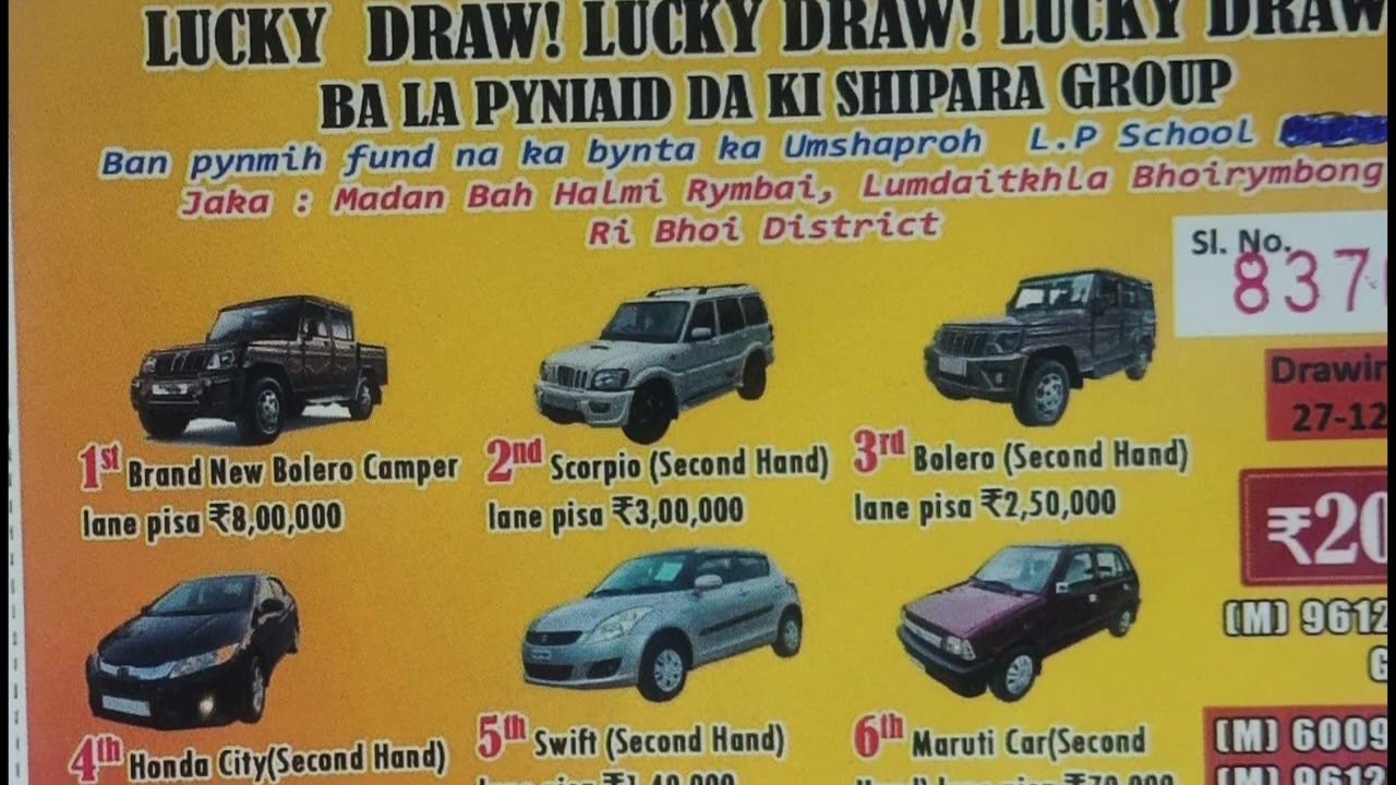 BA JAH KI NONGDIE TIKET LA PYNSANGEH NOH SHWA SHIPOR ÏA KA RESULT LUCKY DRAW SHIPARALOK GROUP
