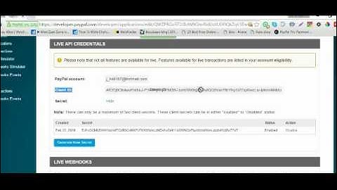 How to get client ID and secret key form paypal account?