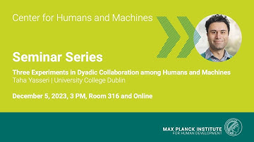 CHM Seminar: Three Experiments in Dyadic Collaboration among Humans and Machines – Taha Yasseri