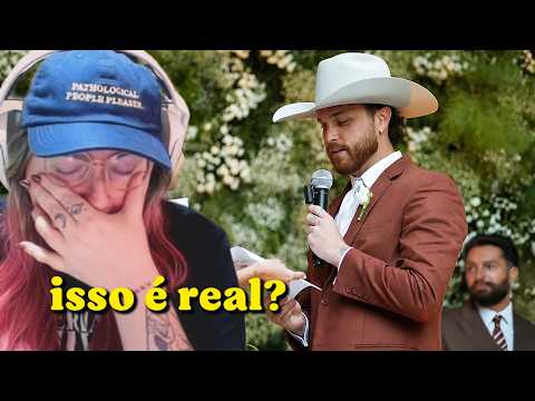 bride reacts to Gustavo Tubarão's wedding vows