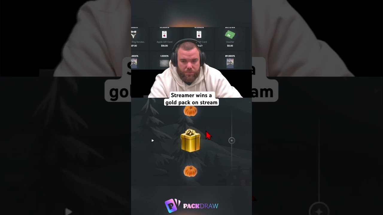 Streamer wins a gold pack on stream 