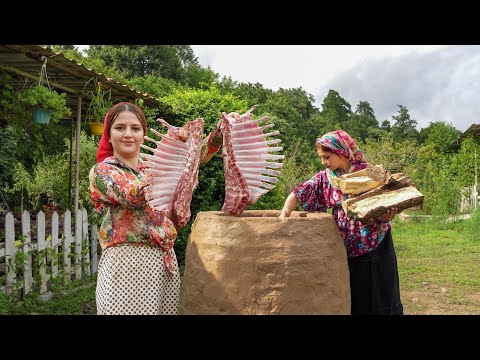 Kuzu Kaburga ve Omuz Pişirmek için Büyük Çamur Tandır Yapın ♧ Kırsal Yemek