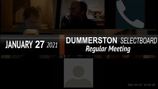 Dummerston Selectboard: Dummerston SB Mtg 1/27/21
