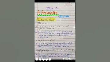 Class 11 English poem - A Photograph... Questions and Answers..book Hornbill