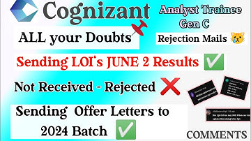 Cognizant Sending JUNE 2 Interview Results 2025 |  Sending Offer Letters to 2024 Students| Cognizant