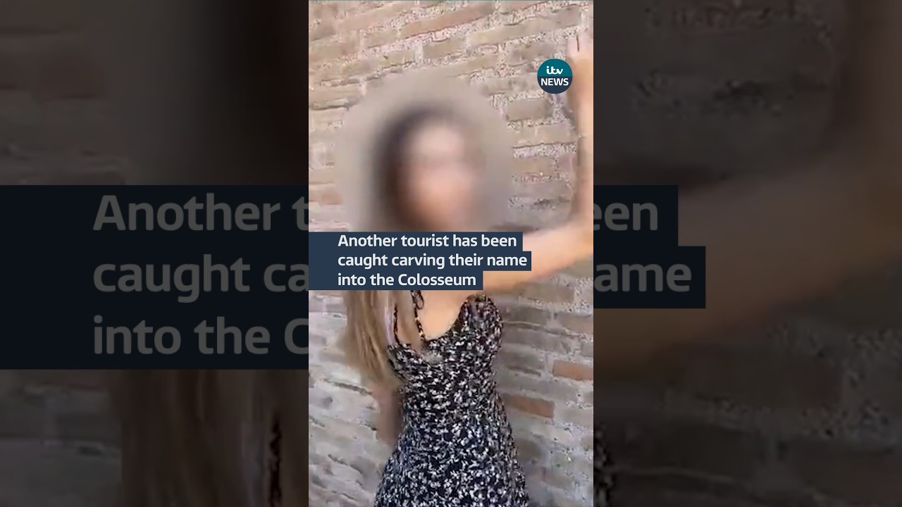 Another tourist has been caught carving into the Colosseum 
